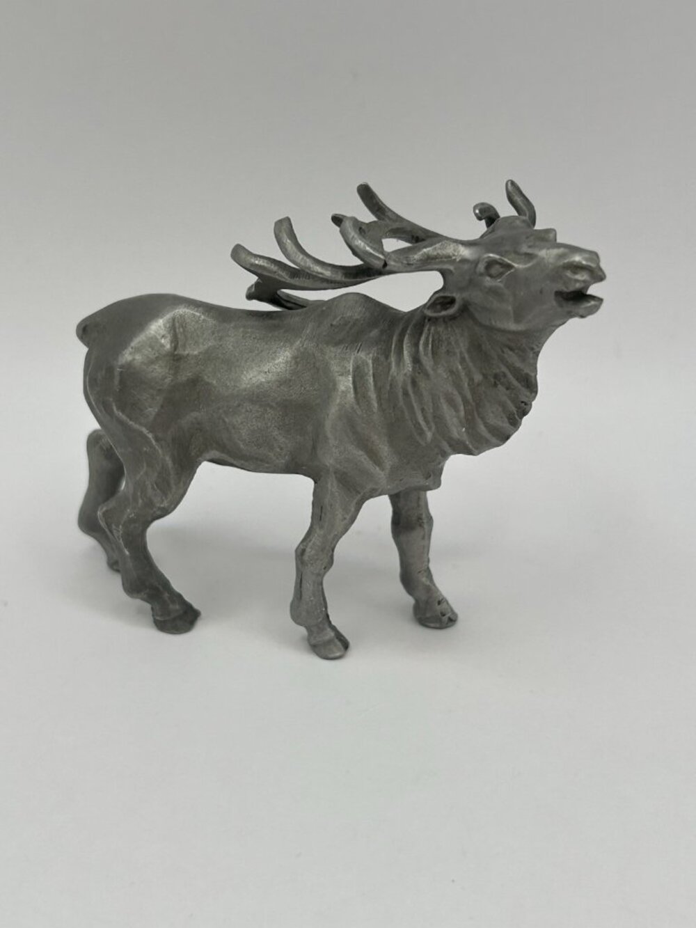 Vintage Pewter Elk Deer Buck Figurine Wildlife Cabin Lodge Decor Collectible - Picture 10 of 16